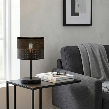 Stolní lampa KARBON LN1 – černá, černé textilní stínidlo