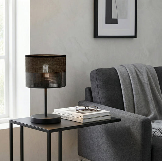 Stolní lampa KARBON LN1 – černá, černé textilní stínidlo
