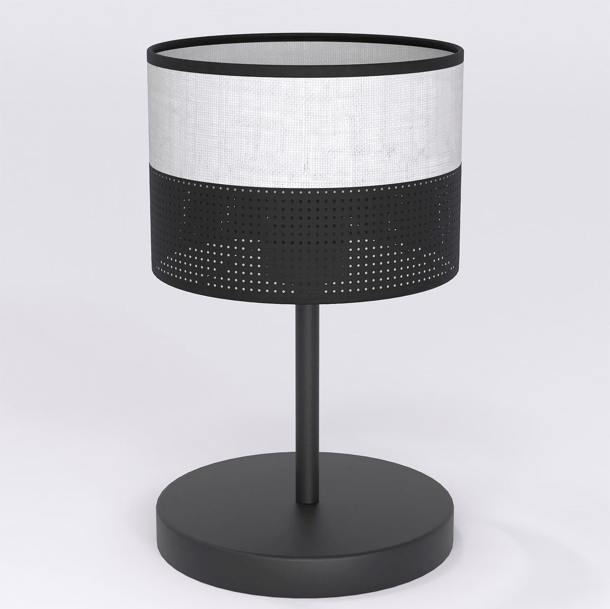 Stolní lampa KARBON LN1 – černá / šedá, šedé textilní stínidlo