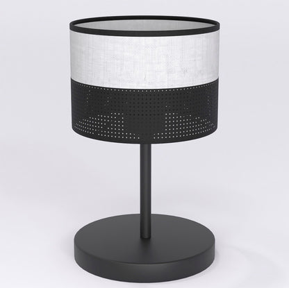 Stolní lampa KARBON LN1 – černá / šedá, šedé textilní stínidlo