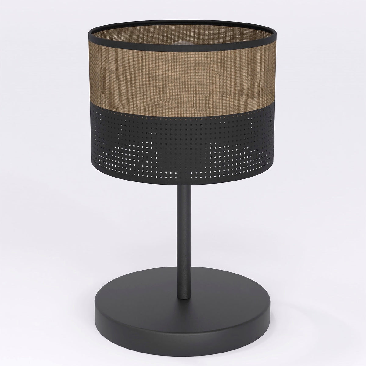 Stolní lampa KARBON LN1 – černá / hnědá, hnědé textilní stínidlo