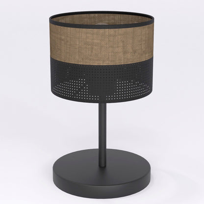 Stolní lampa KARBON LN1 – černá / hnědá, hnědé textilní stínidlo
