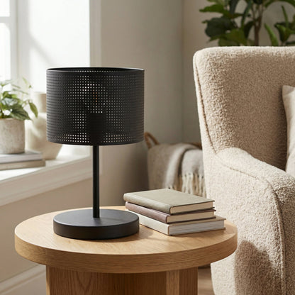 Stolní lampa LUX LN1 – černá, černé textilní stínidlo