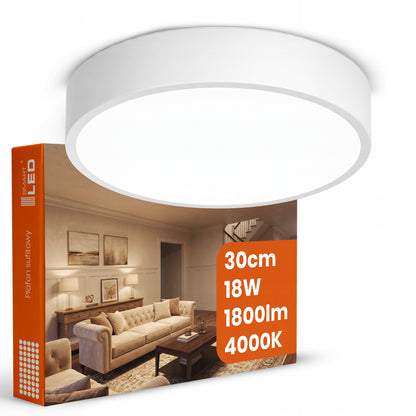 Bílé kulaté stropní LED svítidlo 18 W, 1800 lm, 30 cm