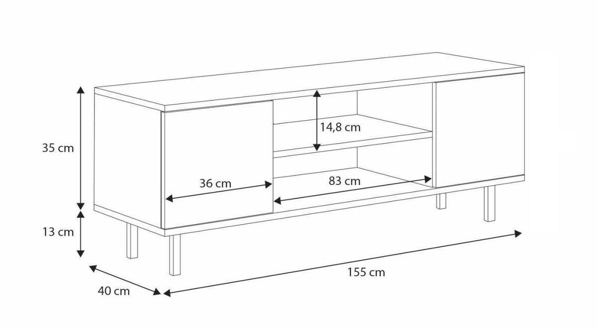 TV stolek FOCUS 155 cm – kašmír, černé nožky