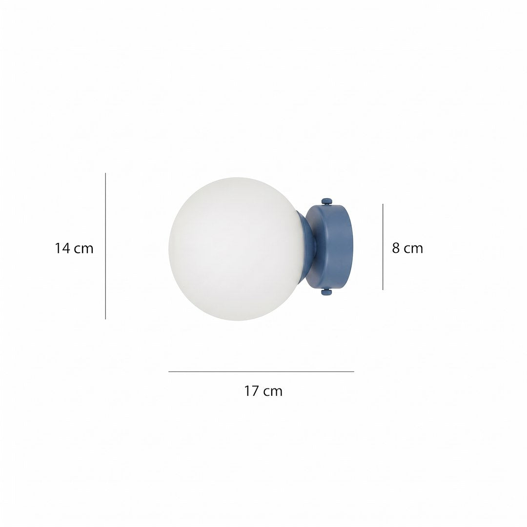 Nástěnné svítidlo MAGNUS K1 – tlumeně modré, bílé sklo