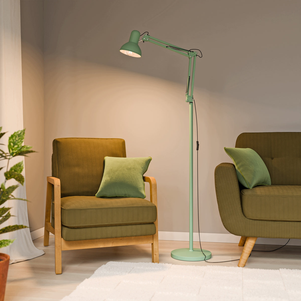 Mátová stojací lampa E27 190 cm, nastavitelná