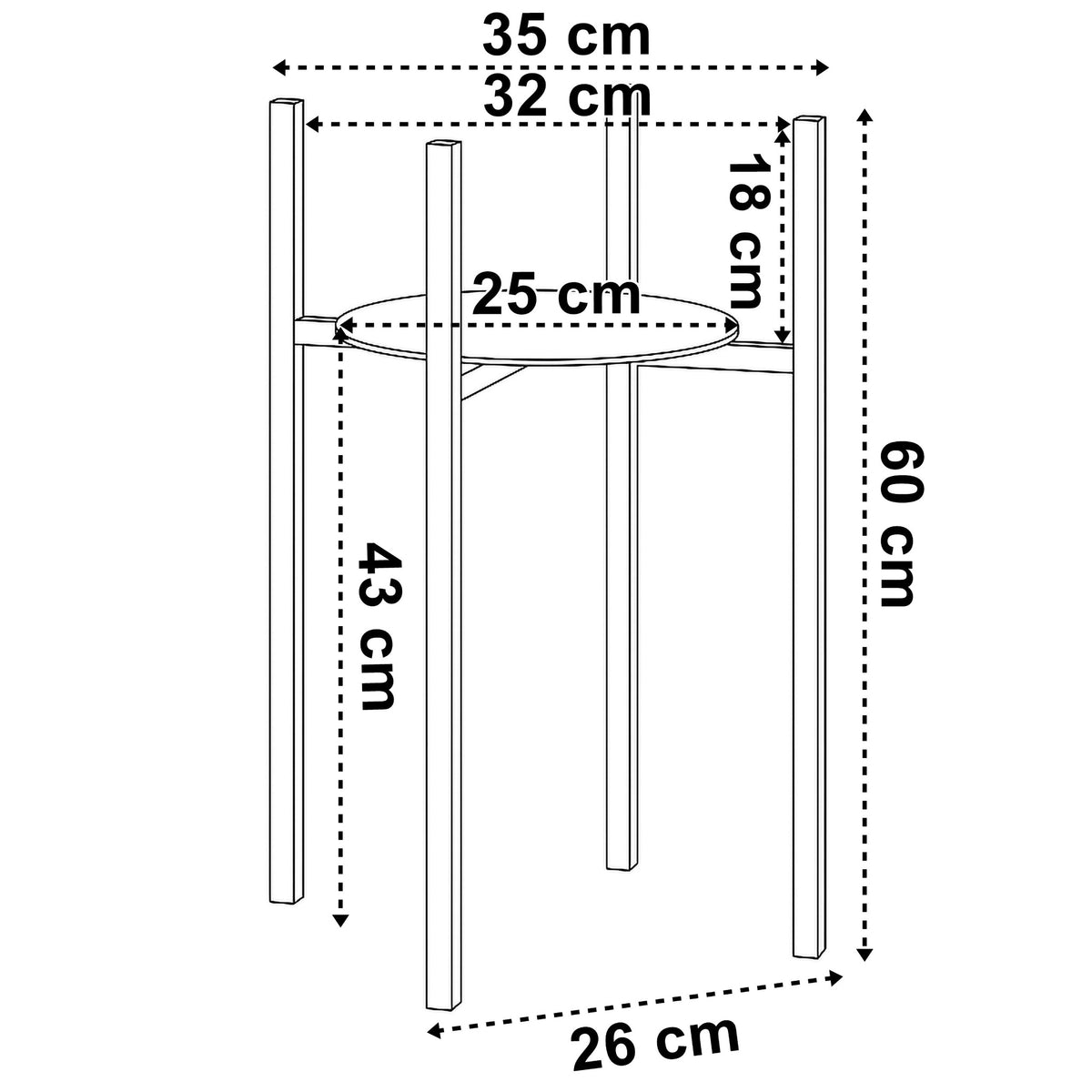 Stojan na květiny loftový Torre 60 cm černý