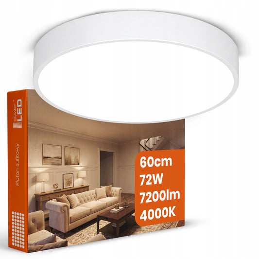 Bílé kulaté stropní LED svítidlo 72 W, 7200 lm, 60 cm