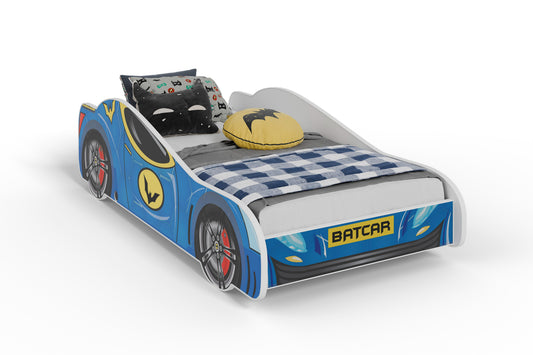 Dětská postel BATCAR 160 × 80 cm s matrací – motiv BATCAR
