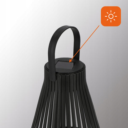 Černý solární LED lampion 3000 K, 33 × 20 cm, IP44