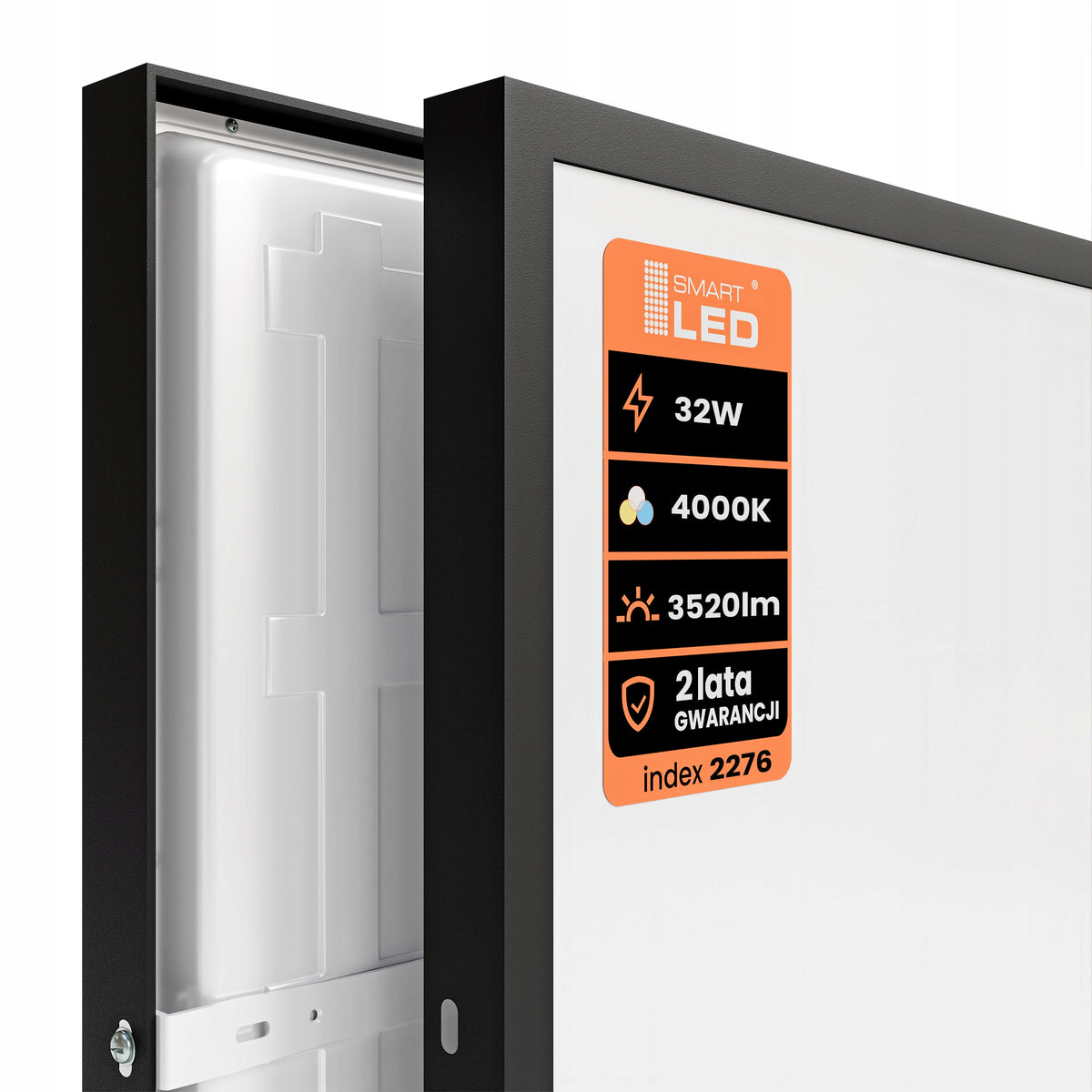 Černé stropní LED svítidlo 32 W, 3520 lm, 4000 K, 40 × 40 cm