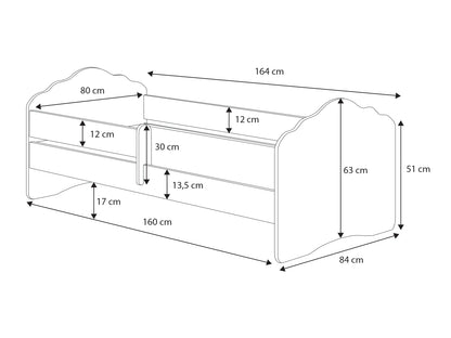 Dětská postel FALA 160 × 80 cm s matrací a ochrannou zábranou – motiv zajíček