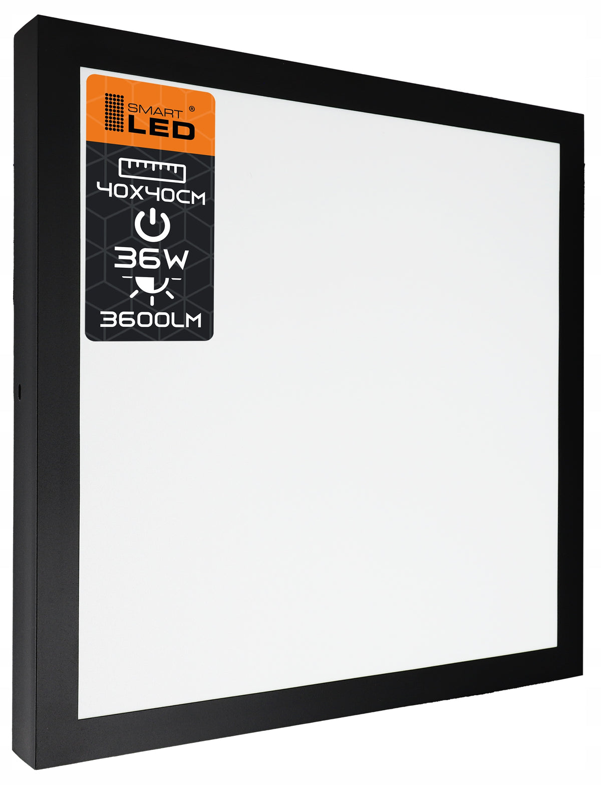 Černý přisazený LED panel 36 W, 40 × 40 cm
