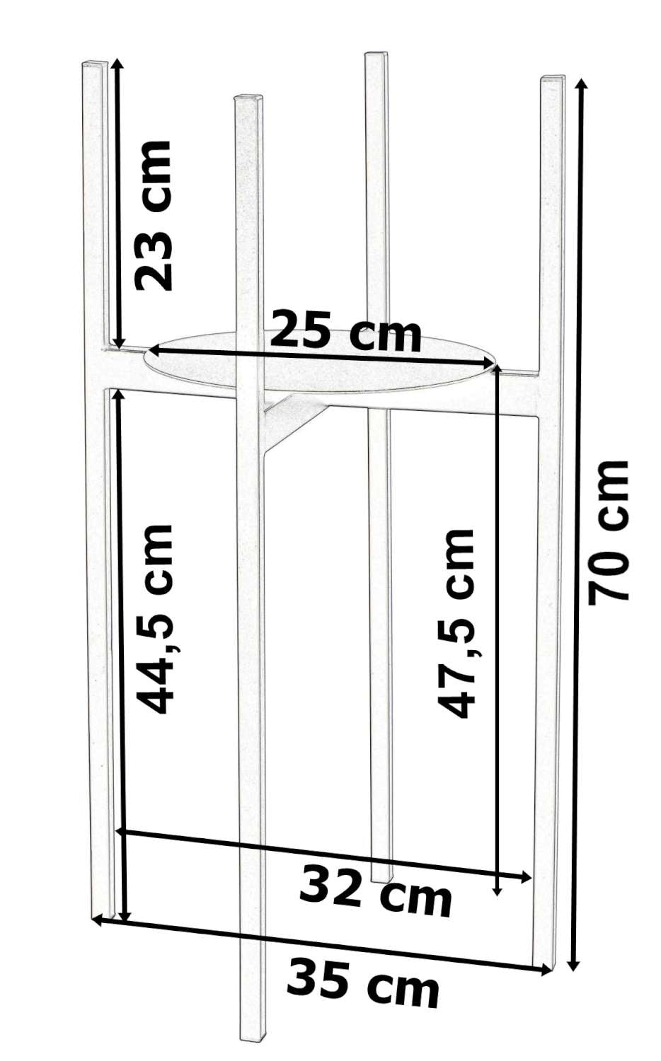 Stojan na květiny loftový Torre 70 cm černý