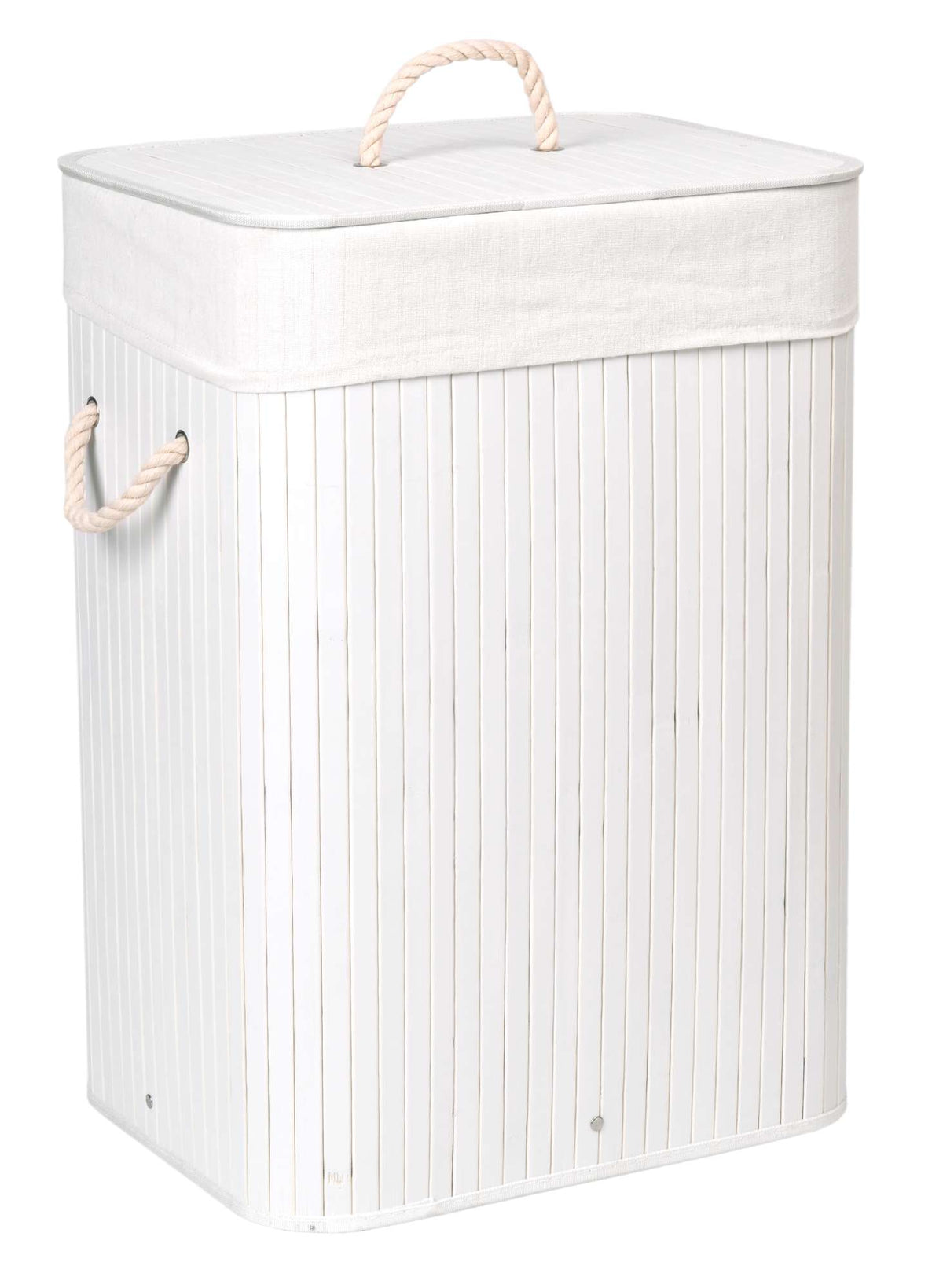 Bambusový koš s víkem 80L 1 komora bílý