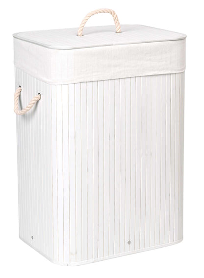 Bambusový koš s víkem 80L 1 komora bílý