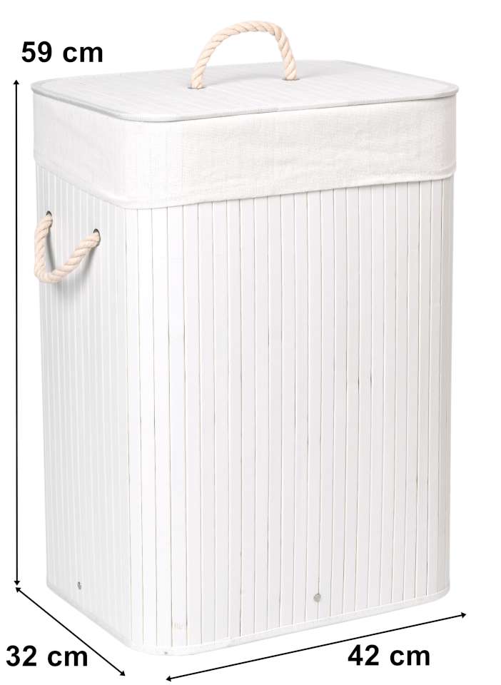 Bambusový koš s víkem 80L 1 komora bílý