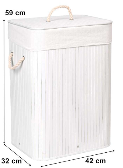 Bambusový koš s víkem 80L 1 komora bílý