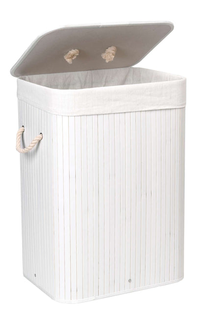 Bambusový koš s víkem 80L 1 komora bílý
