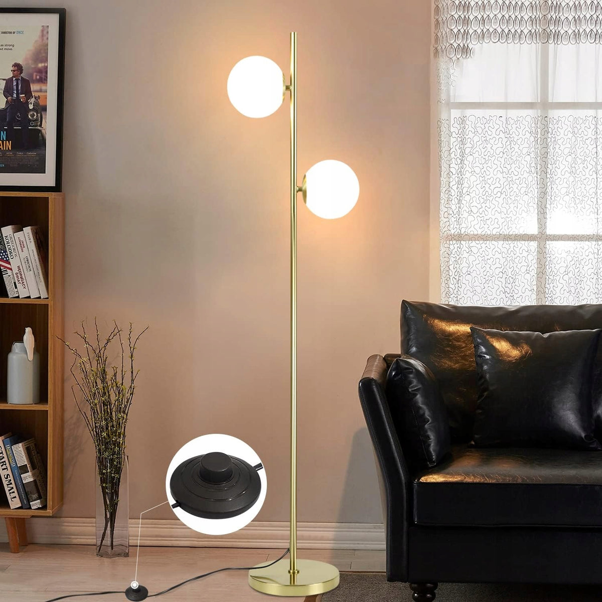 Zlatá stojací lampa G9