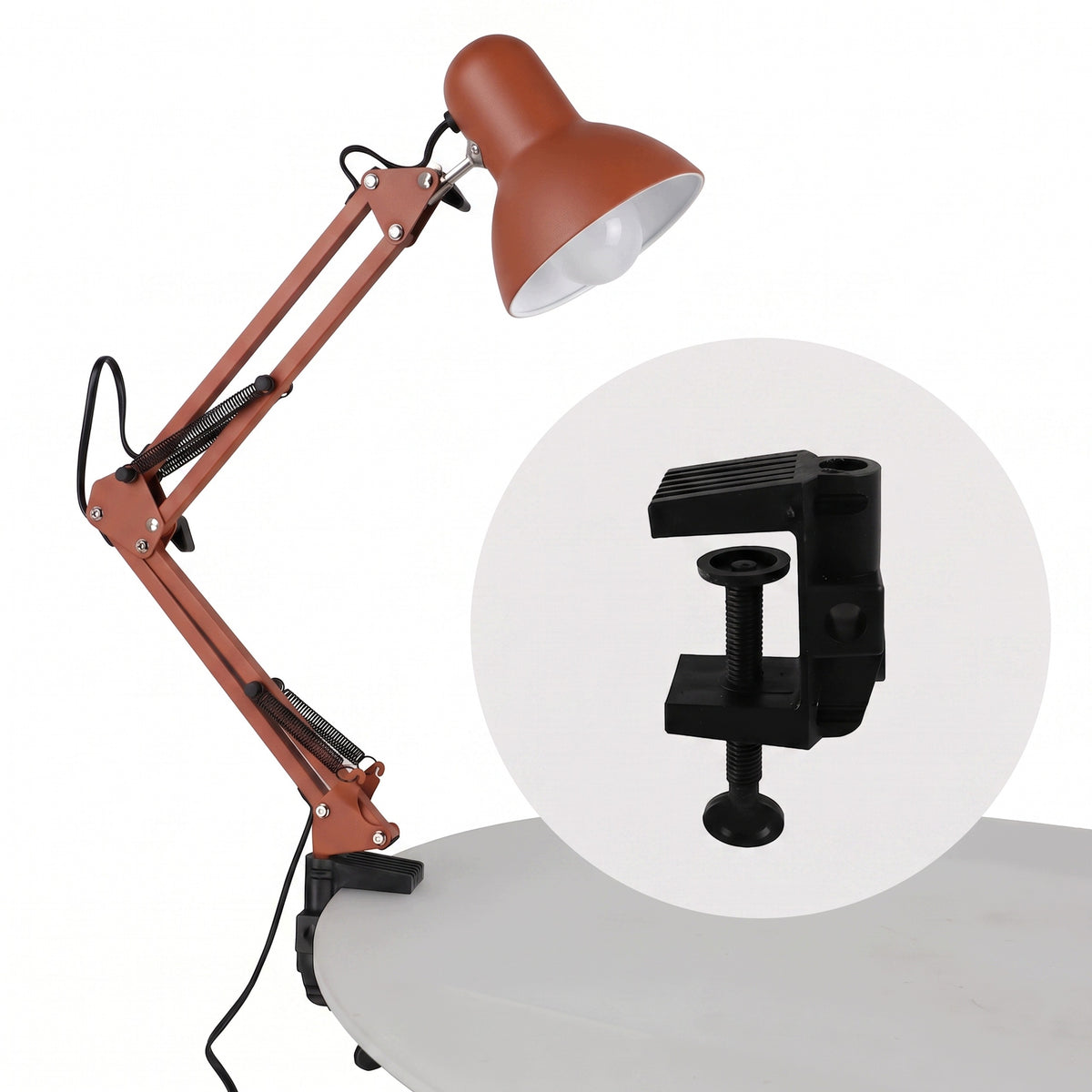 Červená stolní lampa E27, nastavitelná