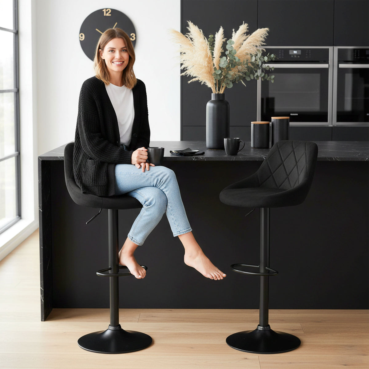 Barová židle Cydro Black černé Velvet