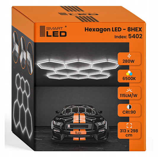 LED HEXAGON osvětlení do garáže 313 × 298 cm