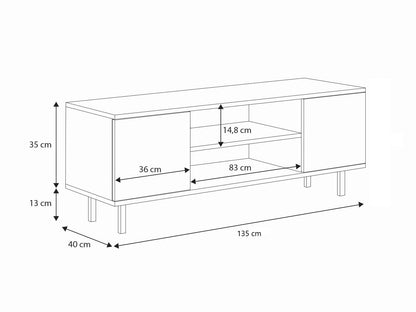 TV stolek FOCUS 135 cm – kašmír, zlaté nožky