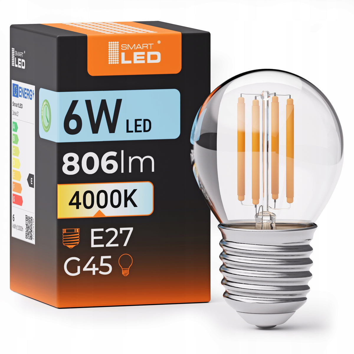 LED žárovka E27 6 W, 806 lm, 4000 K – neutrální bílá