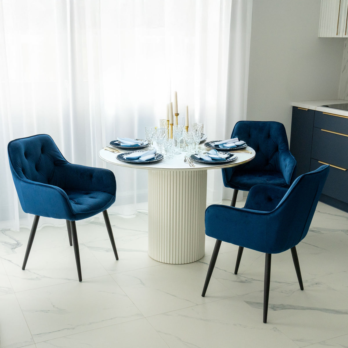 Sametová židle NEVADA VELVET tmavě modré