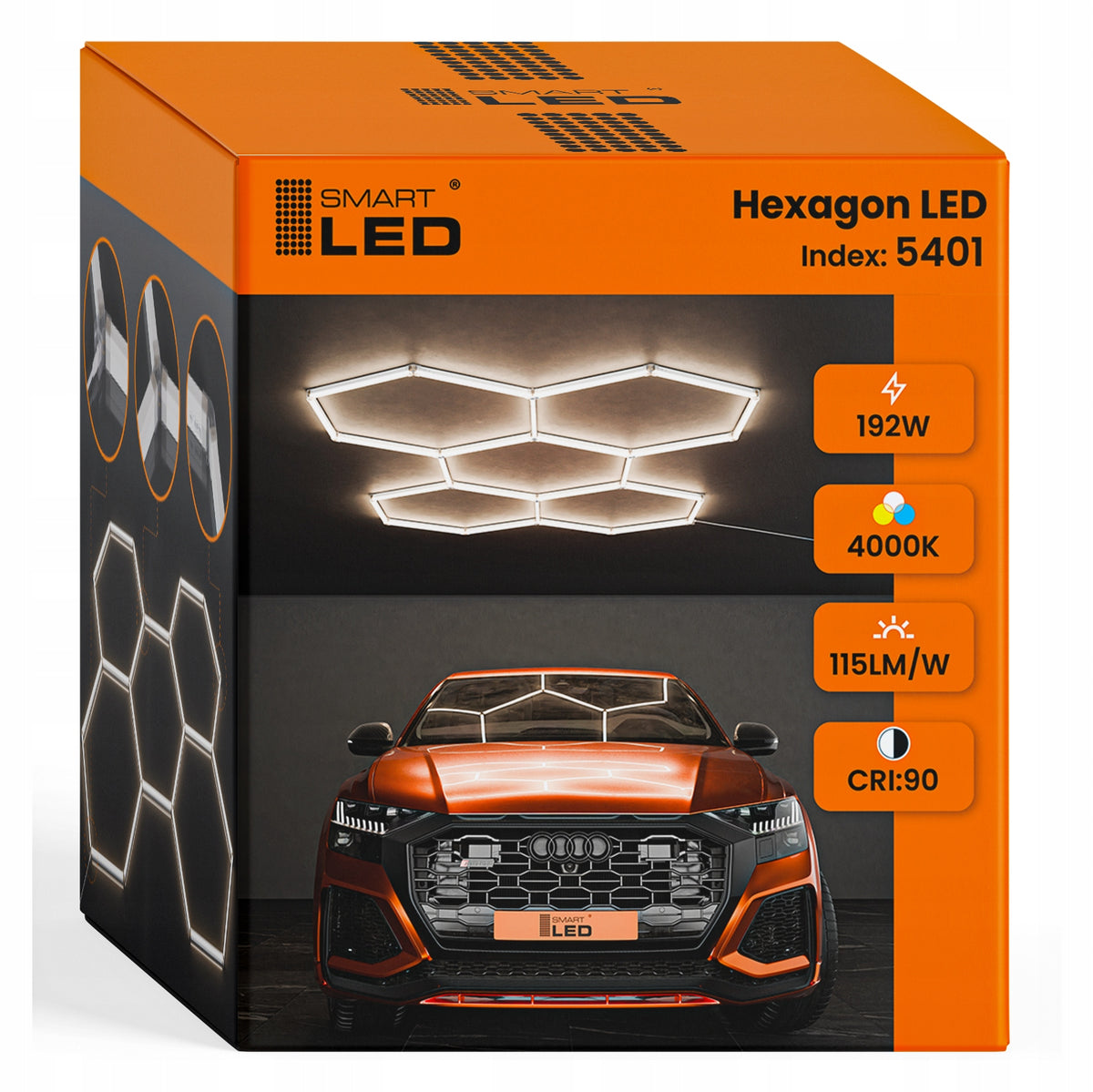 LED HEXAGON osvětlení do garáže 298 × 209 cm
