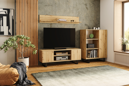 TV stolek FOCUS 135 cm – dub artisan, loftový styl