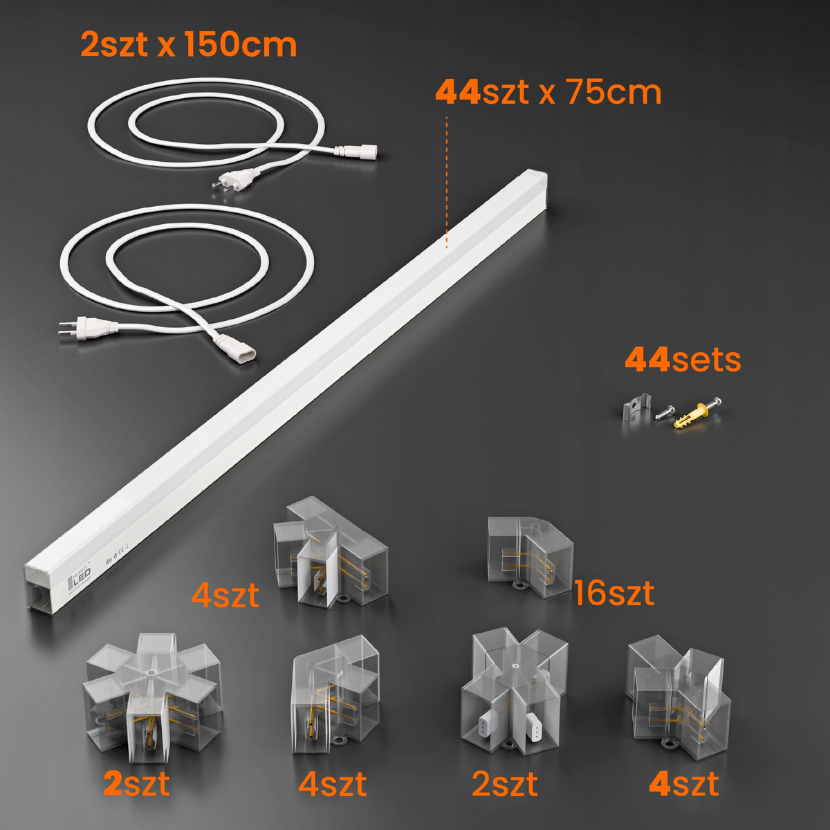 LED HEXAGON osvětlení do garáže 616 W, 482 × 279 cm