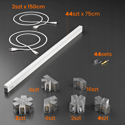 LED HEXAGON osvětlení do garáže 616 W, 482 × 279 cm