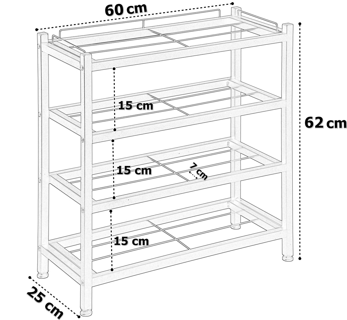 Botník loft Viena 4 úrovně černá