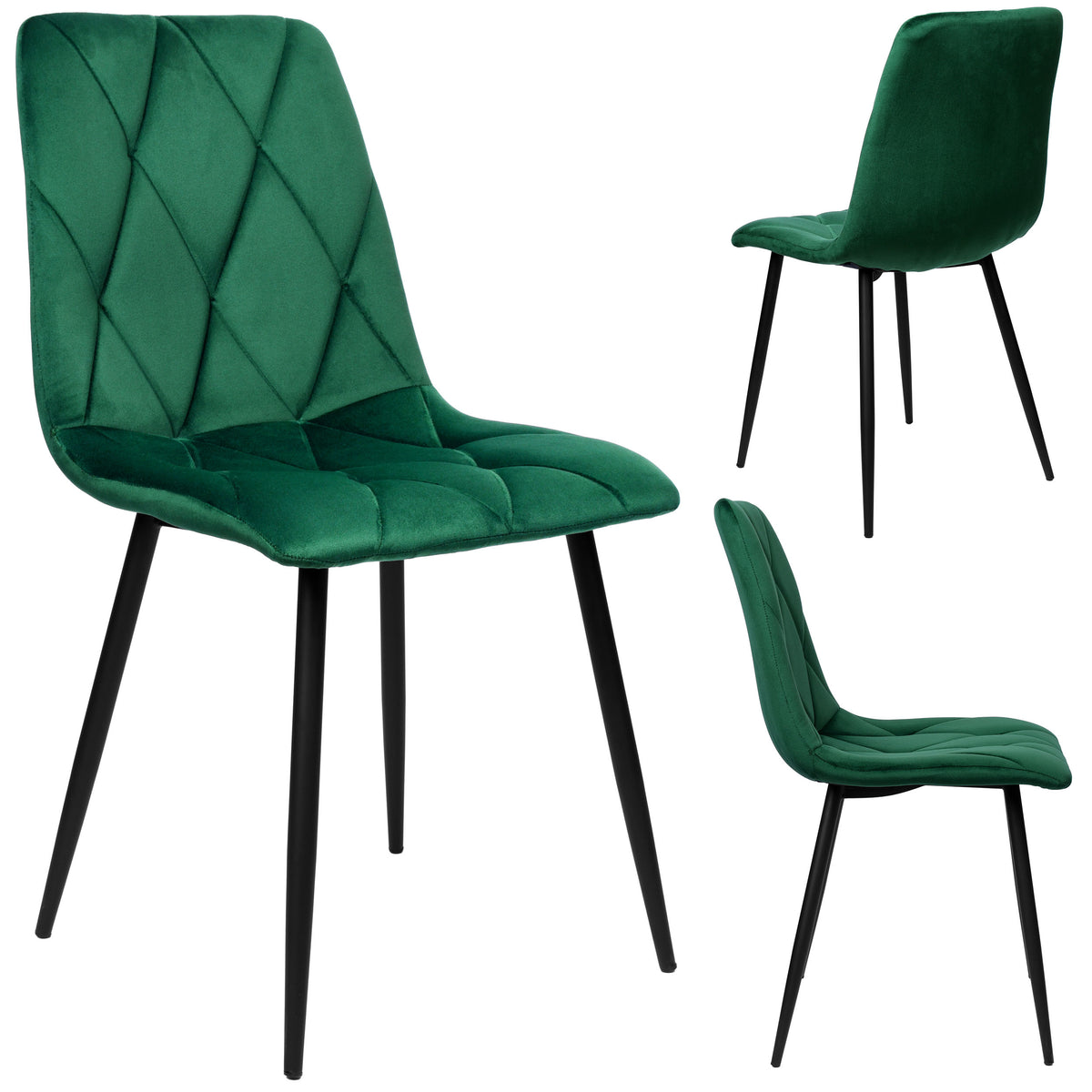 Sametová židle čalouněná Madison Velvet tmavě zelené