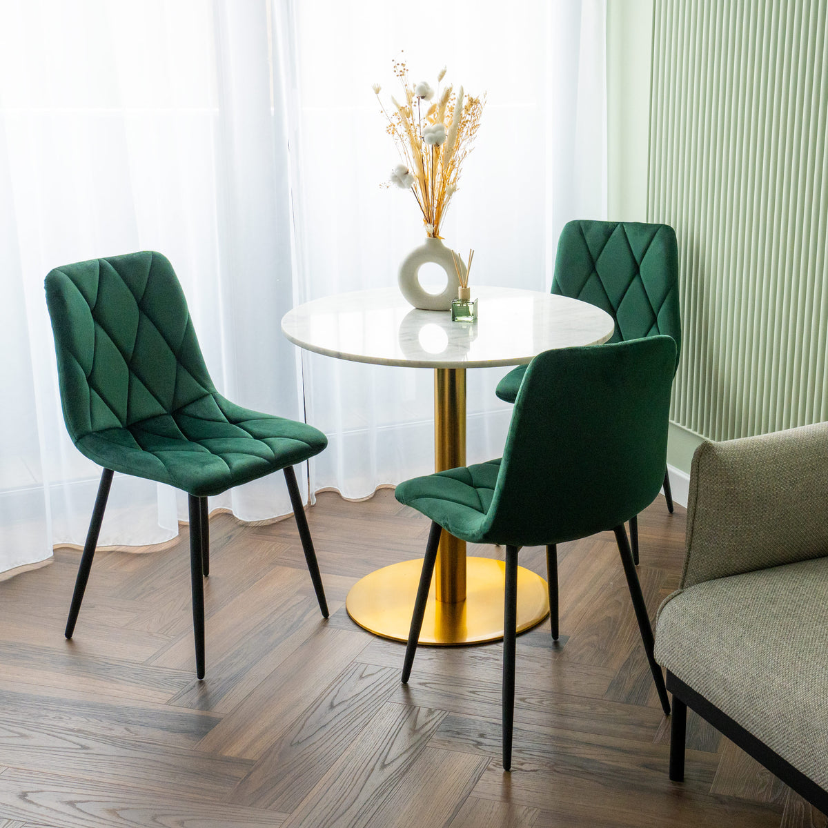 Sametová židle čalouněná Madison Velvet tmavě zelené