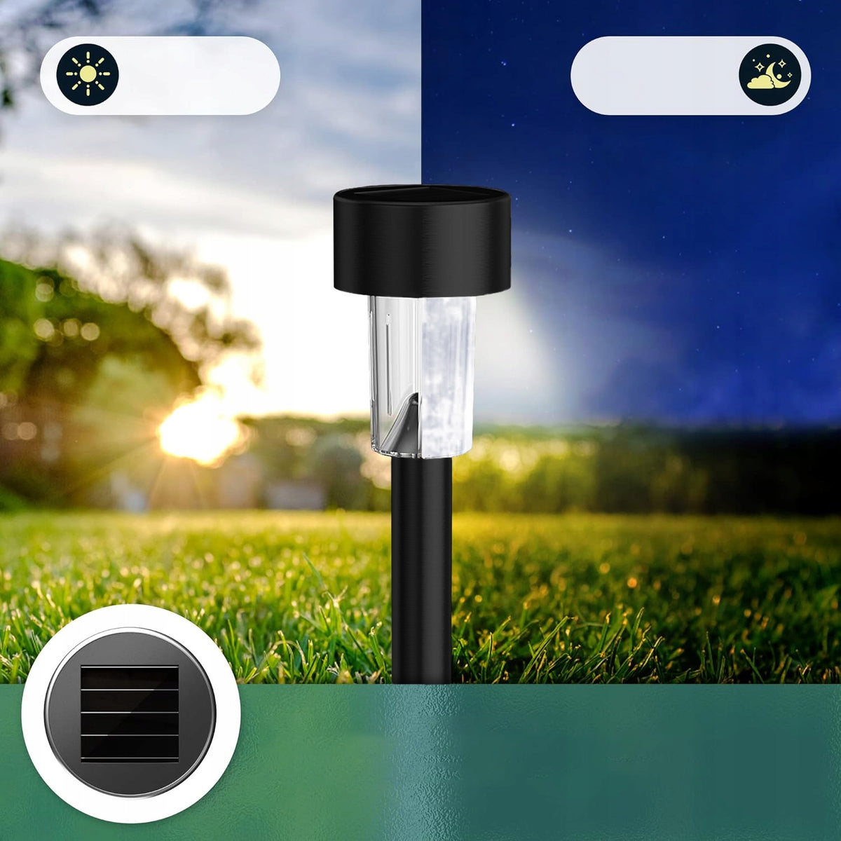 Černé LED solární zápichové svítidlo 30 cm, IP44