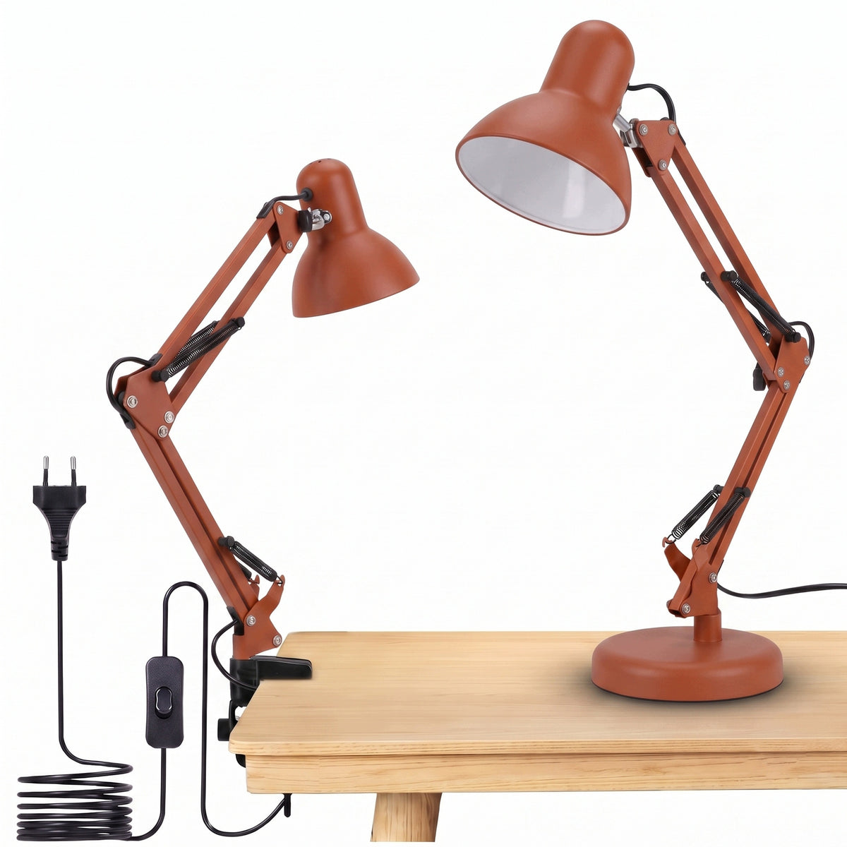Červená stolní lampa E27, nastavitelná