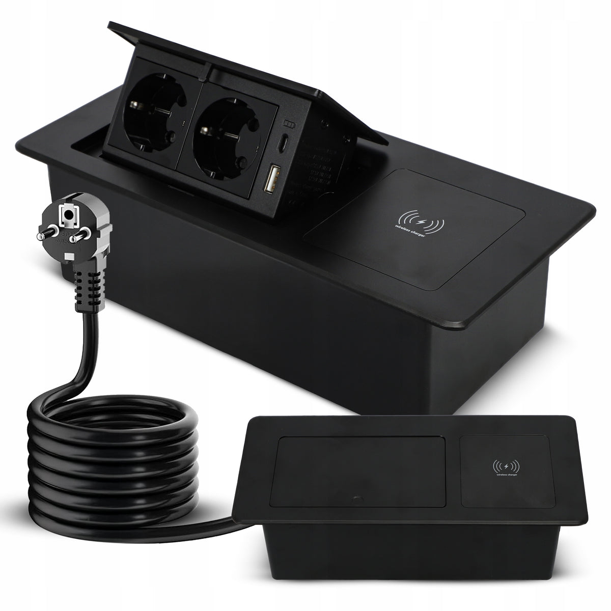 Zápustná stolní zásuvka 230 V, USB