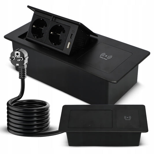 Zápustná stolní zásuvka 230 V, USB