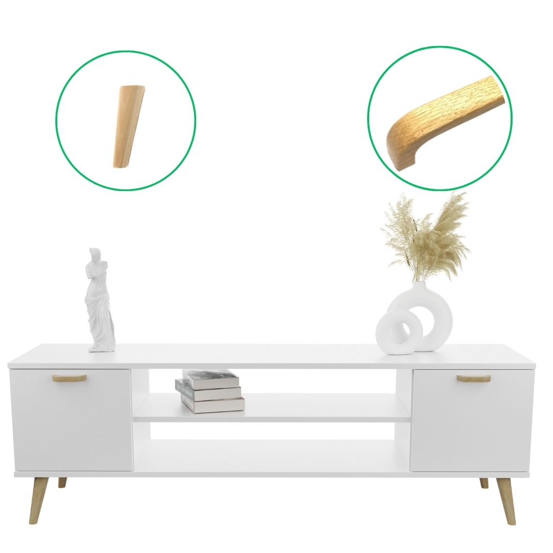 TV stolek FOCUS 155 cm – bílá, skandinávský styl