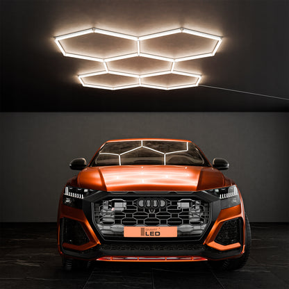 LED HEXAGON osvětlení do garáže 298 × 209 cm