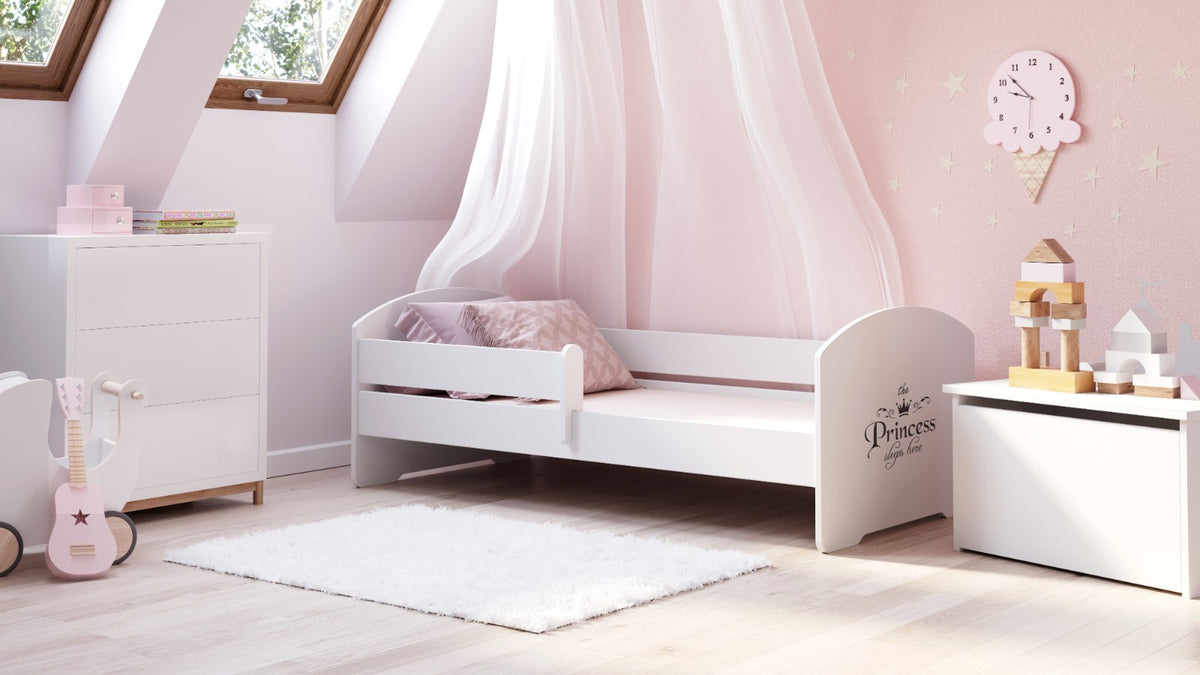 Dětská postel LUK 160 × 80 cm s ochrannou zábranou – motiv princezna