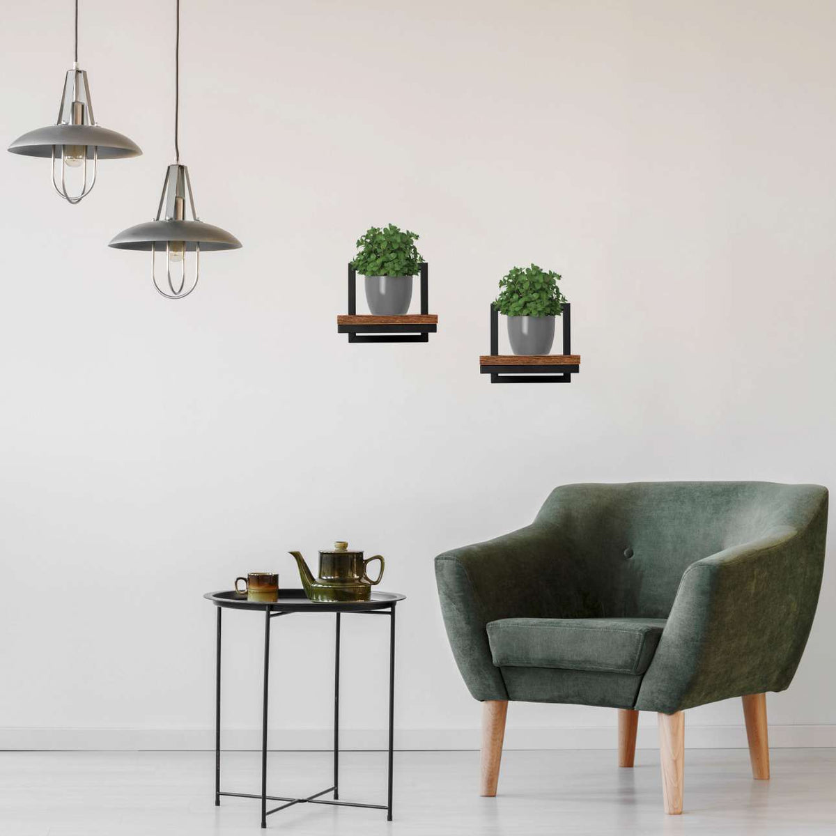 Kovový nástěnný držák na květiny černý Torget Rustic loft