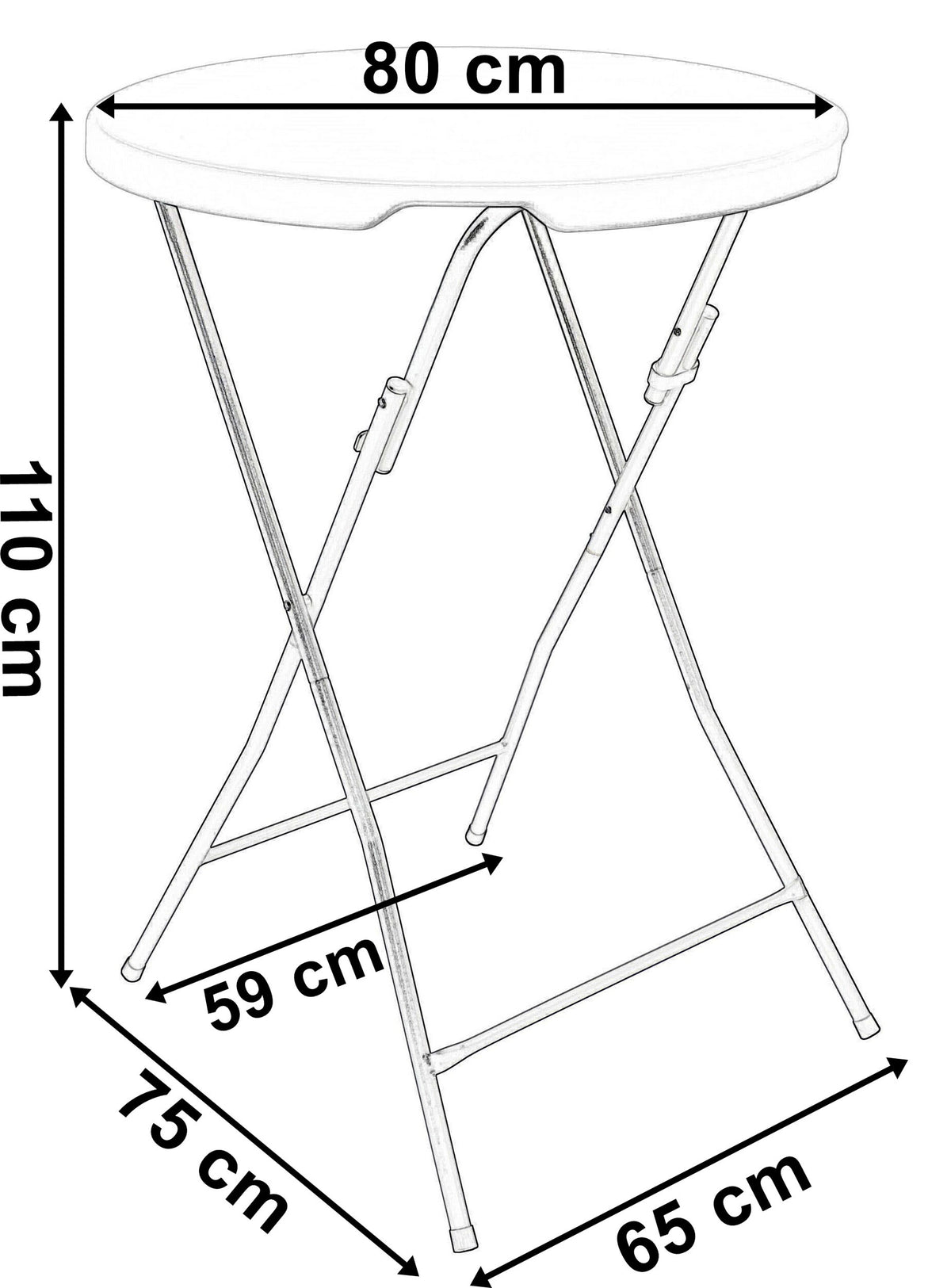 Stolek cateringový skládací GALA 80 cm bílý