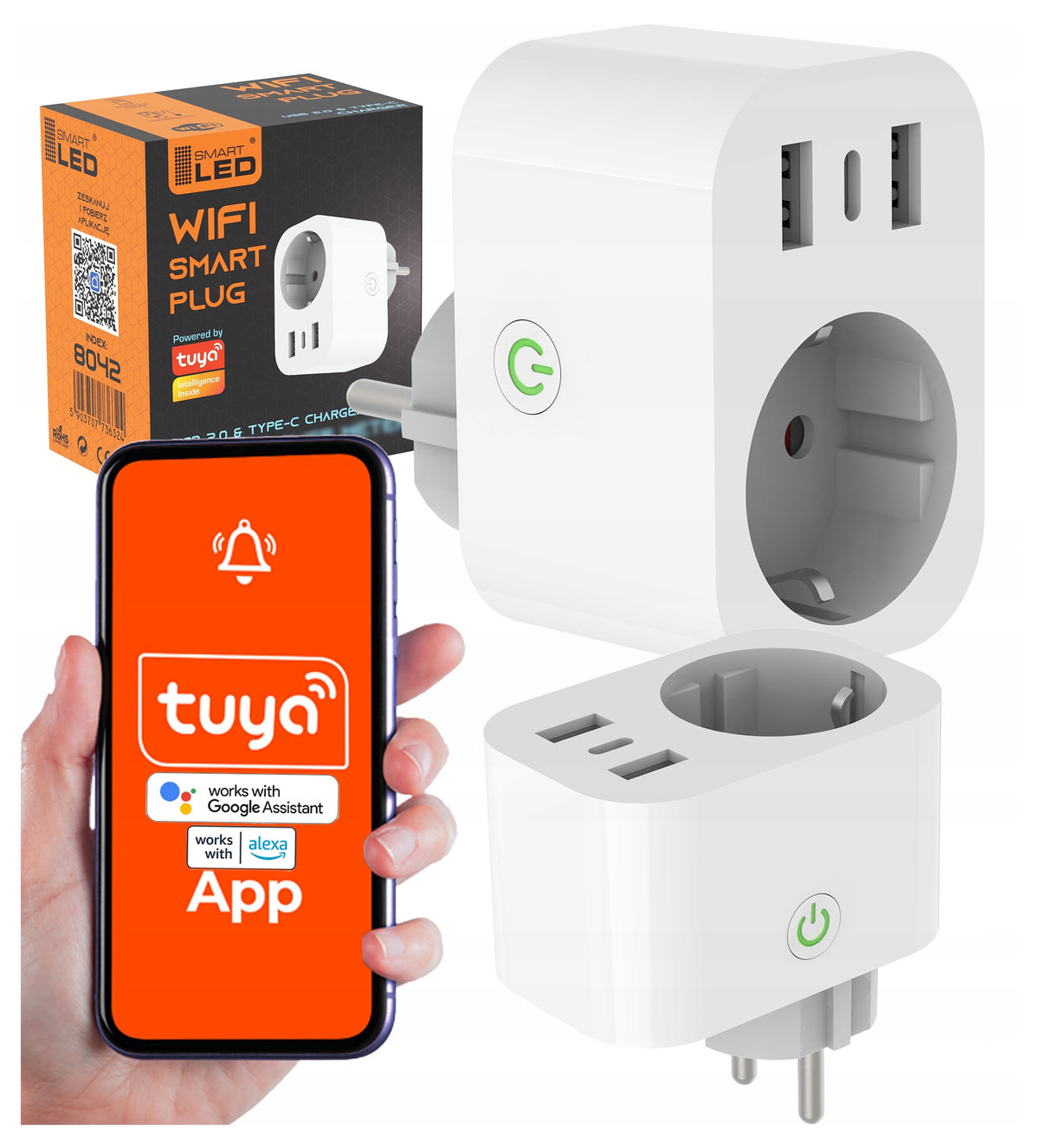 Chytrá Wi-Fi zásuvka TUYA s USB nabíjením