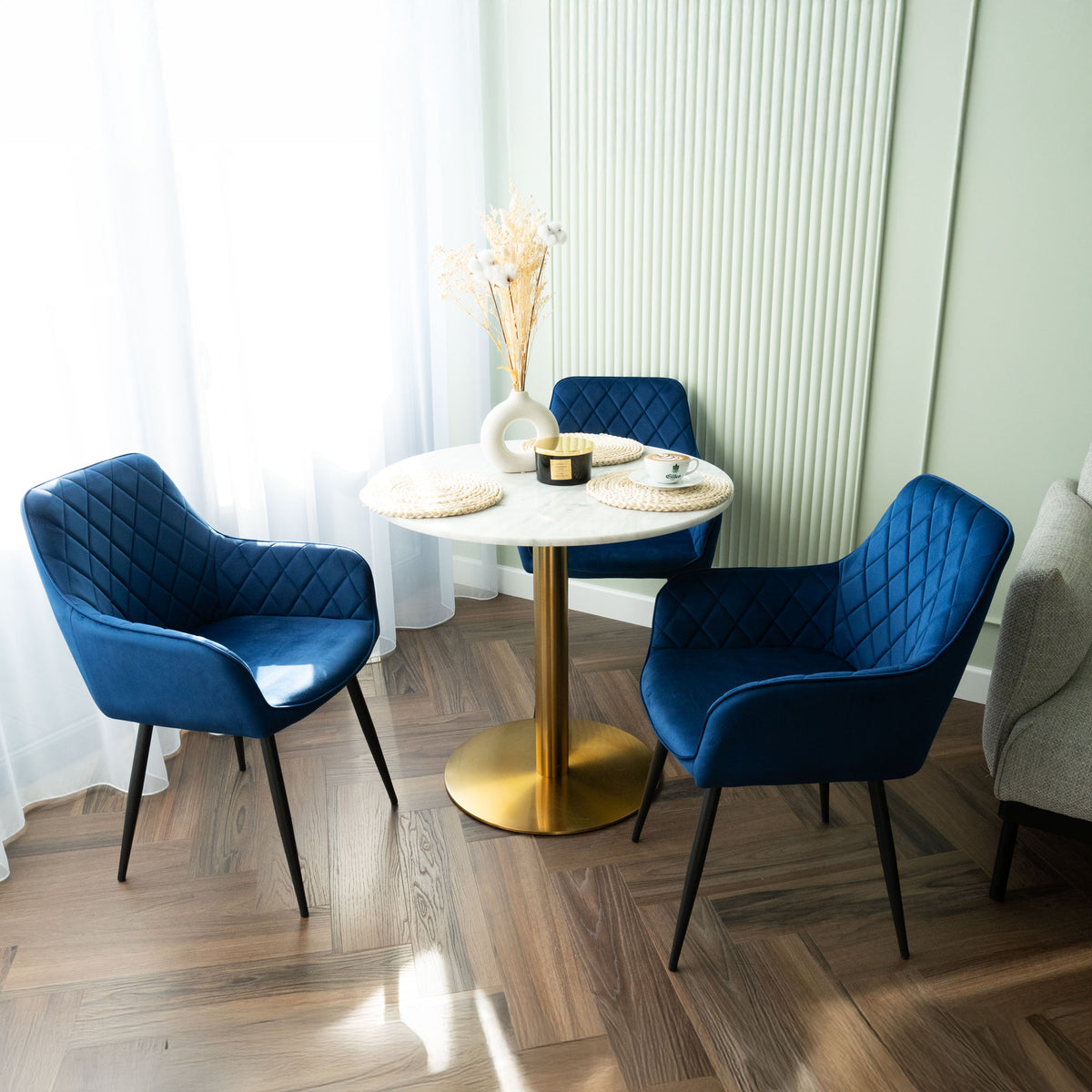 Sametová židle HAVANA VELVET tmavě modré