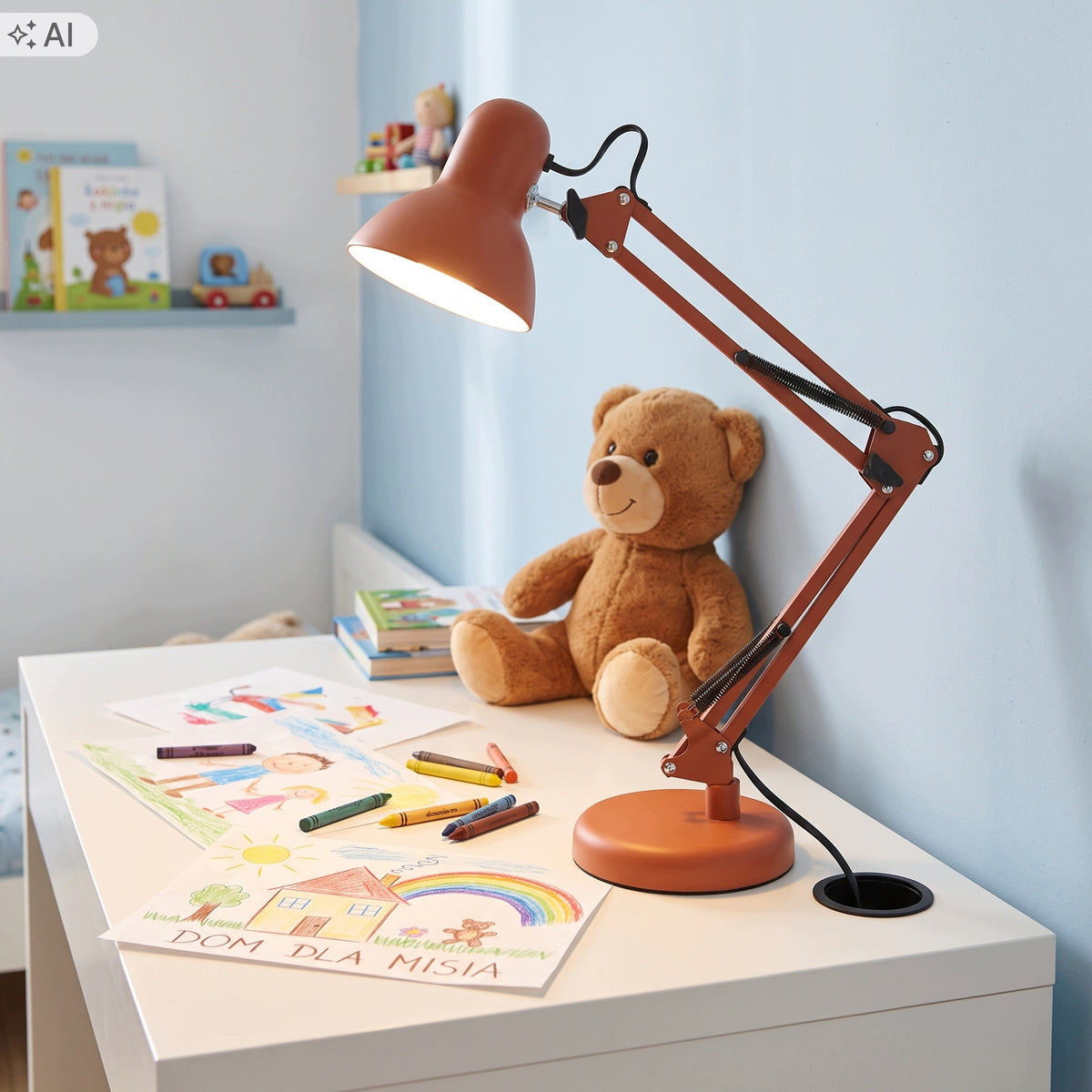 Červená stolní lampa E27, nastavitelná